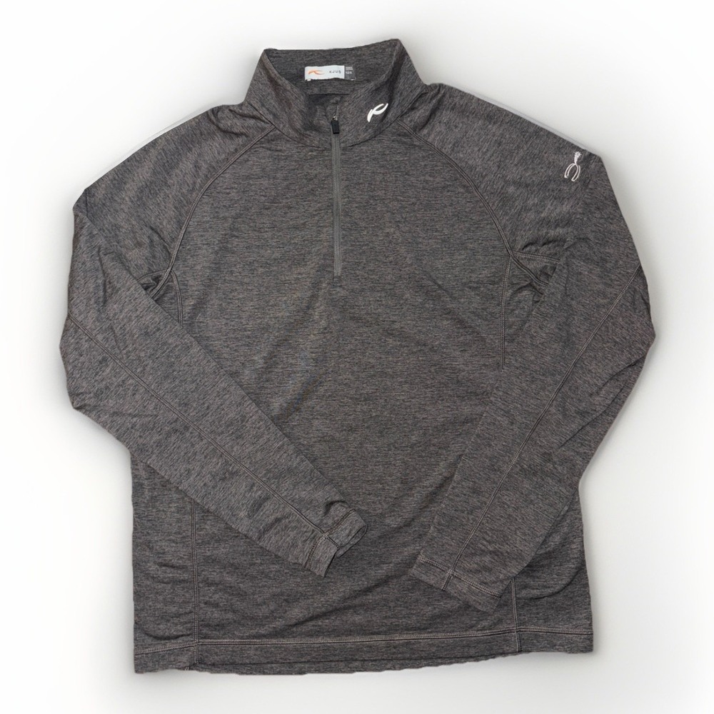 Kjus Men Curve Half-Zip Pullover Golf Performance Size LG 52 Grey Logo